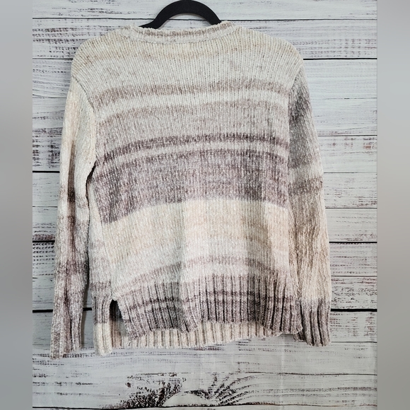 Style & Co. M Striped Chenille Pullover Sweater  Beige - Picture 8 of 8